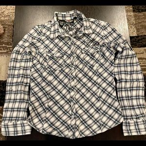 Ladies Harley Davidson Plaid Flannel Shirt Sz S